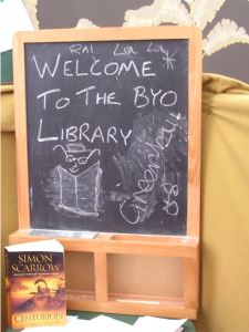 Copy of 'Centurion' adorning the entrance to the library