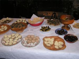 Roman-style food on table