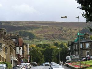 Town with moor in background