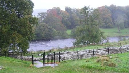 Chesters bath house showing river alongside