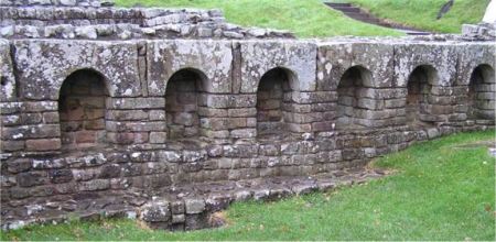 Niches in stonework at Chesters Bath house