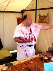 Blood-spattered Roman doctor