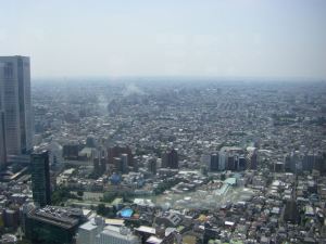 View to horizon across Tokyo rooftops