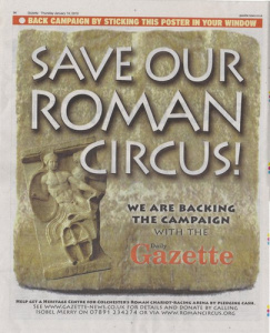 Colchester Gazette poster Save Our Roman Circus