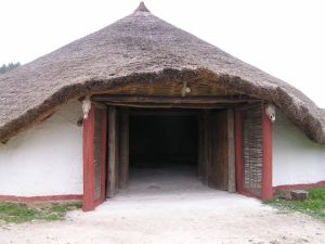 Porch of large thatched round house