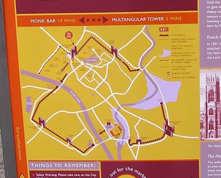 Map showing the walk around the Walls 